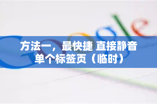 方法一，最快捷 直接静音单个标签页（临时）